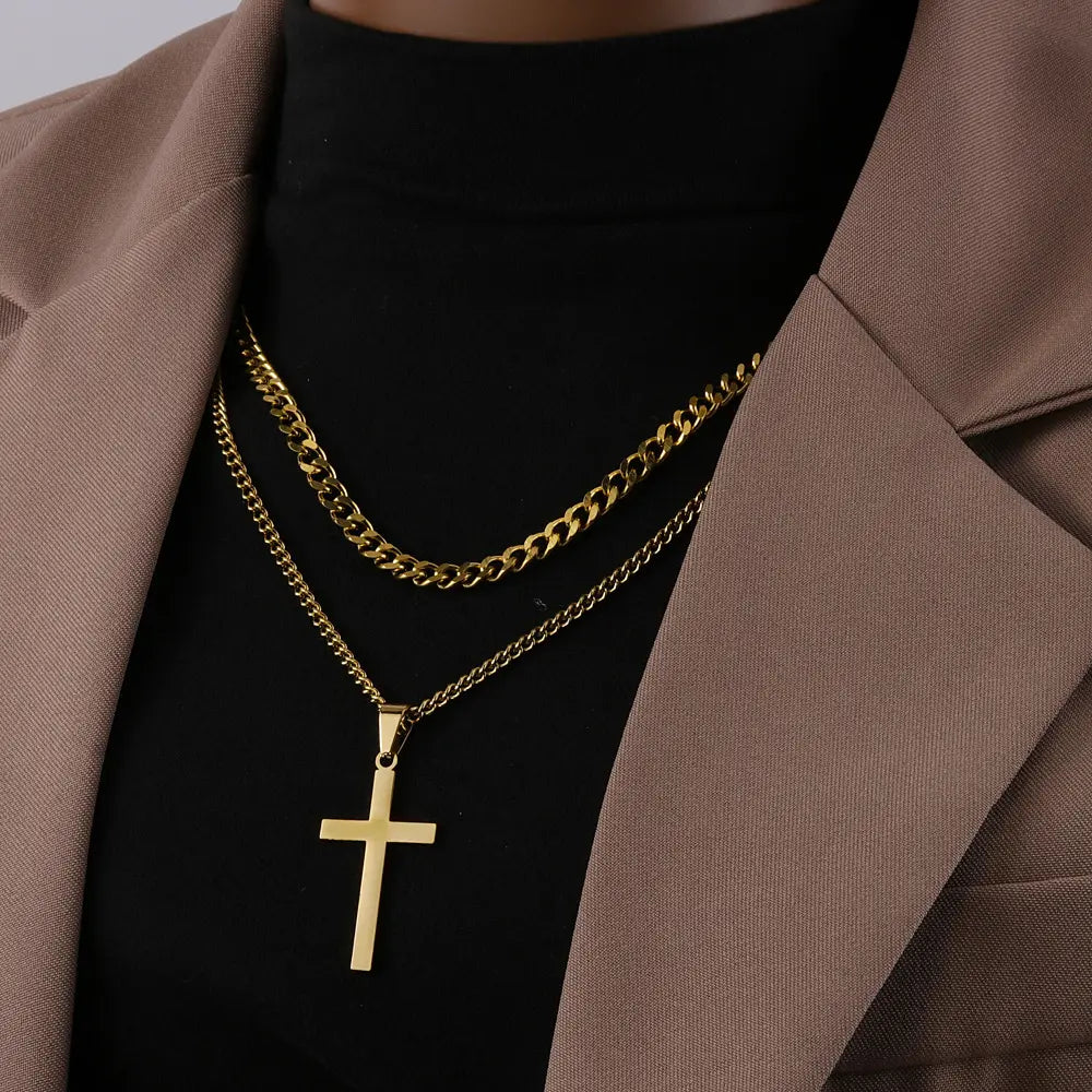 Silver| Layered Cross Necklace