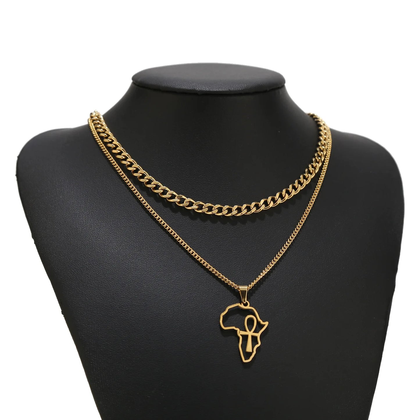 18K Gold Plated | Layered Africa Onk Necklace