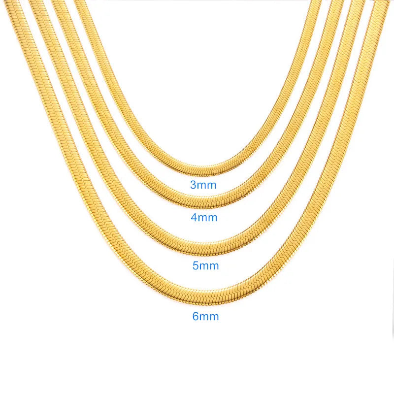 18K Gold Plated Herringbone Necklace| 4mm