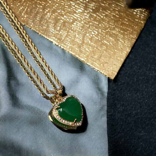 18K Gold Plated | Jade Heart Necklace