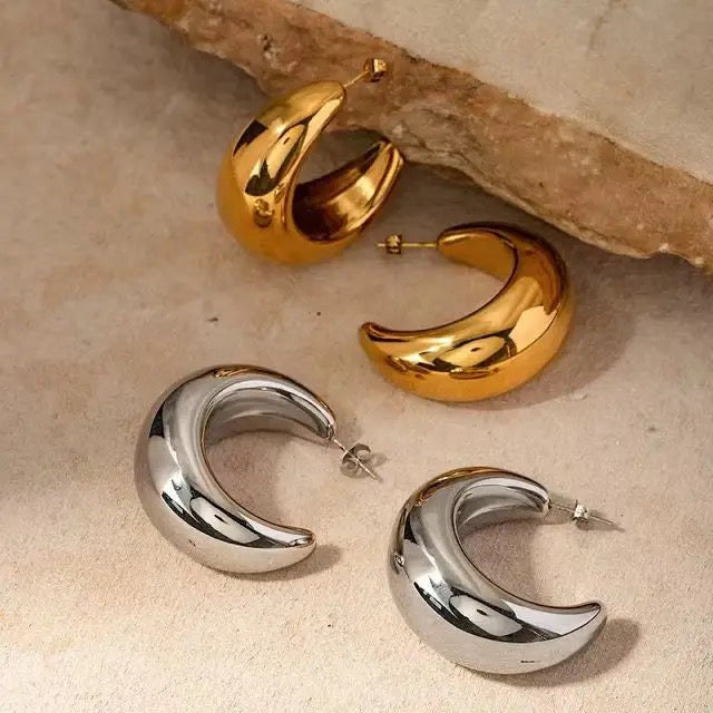 18K Gold Plated Moon Shaped Earrings