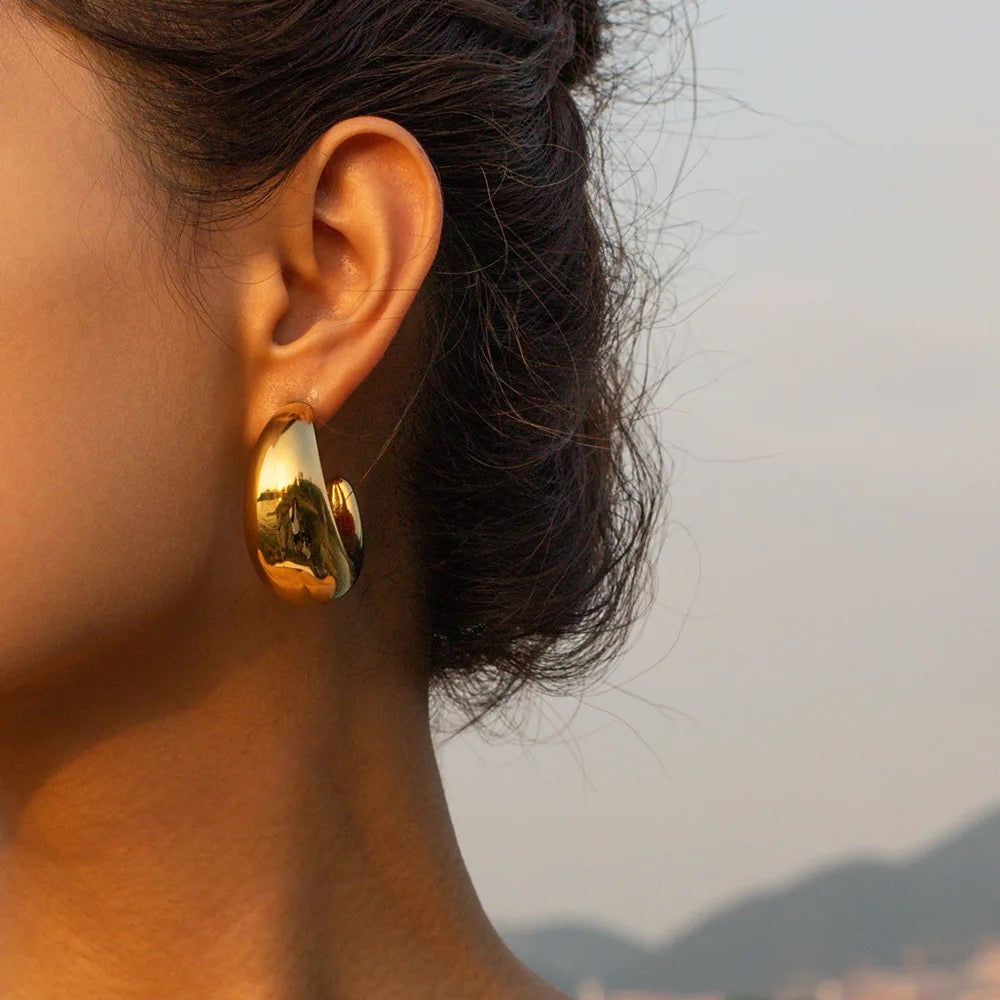 18K Gold Plated Moon Shaped Earrings