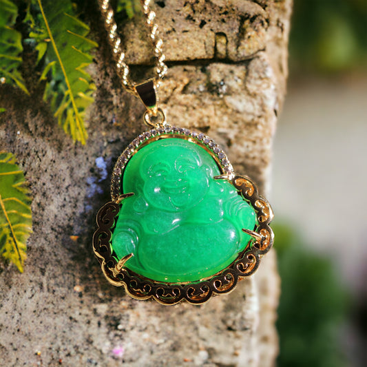 18K Gold Plated | Jade Buddha Necklace