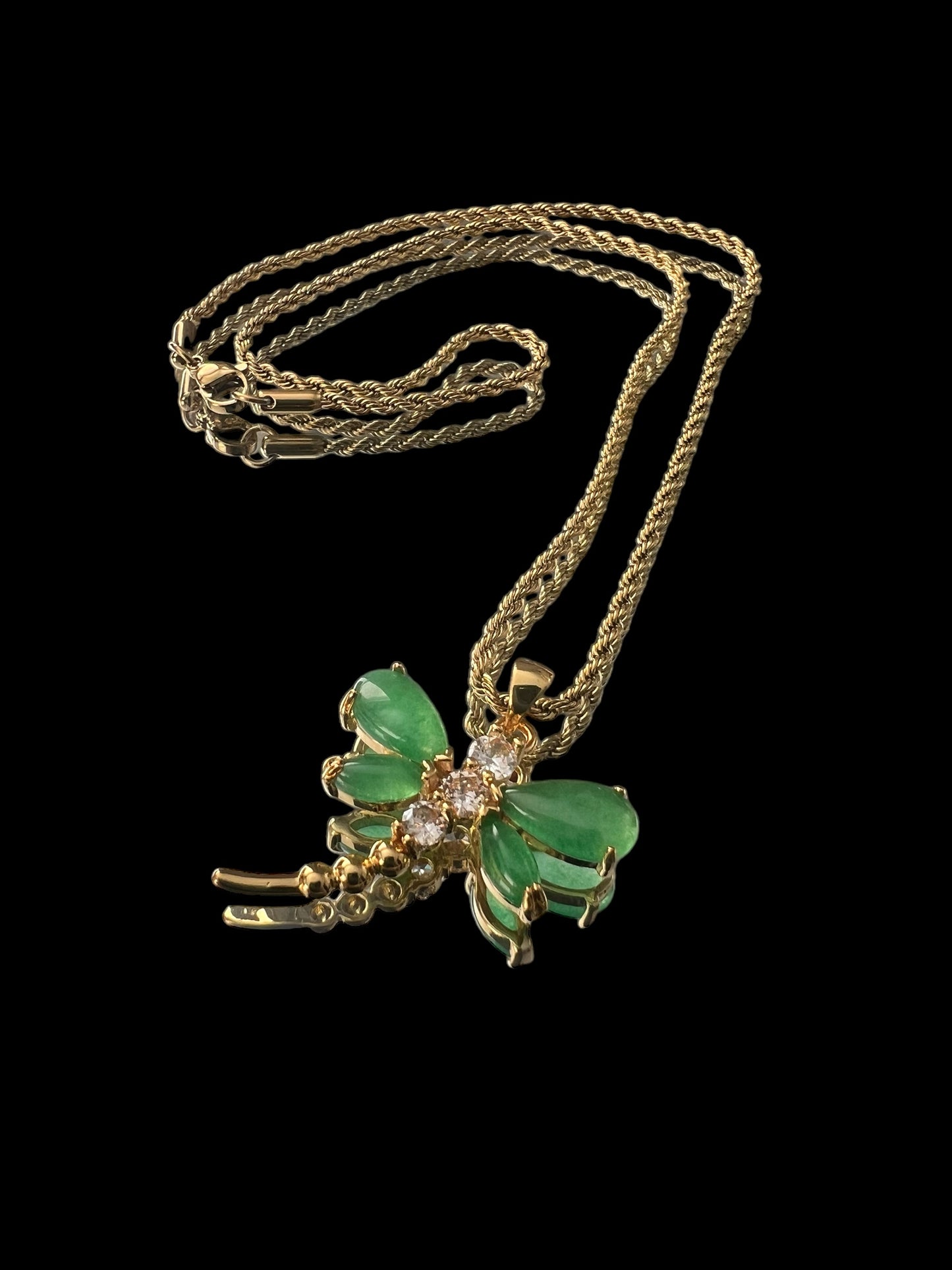 18K Gold Plated | Jade Dragonfly Necklace