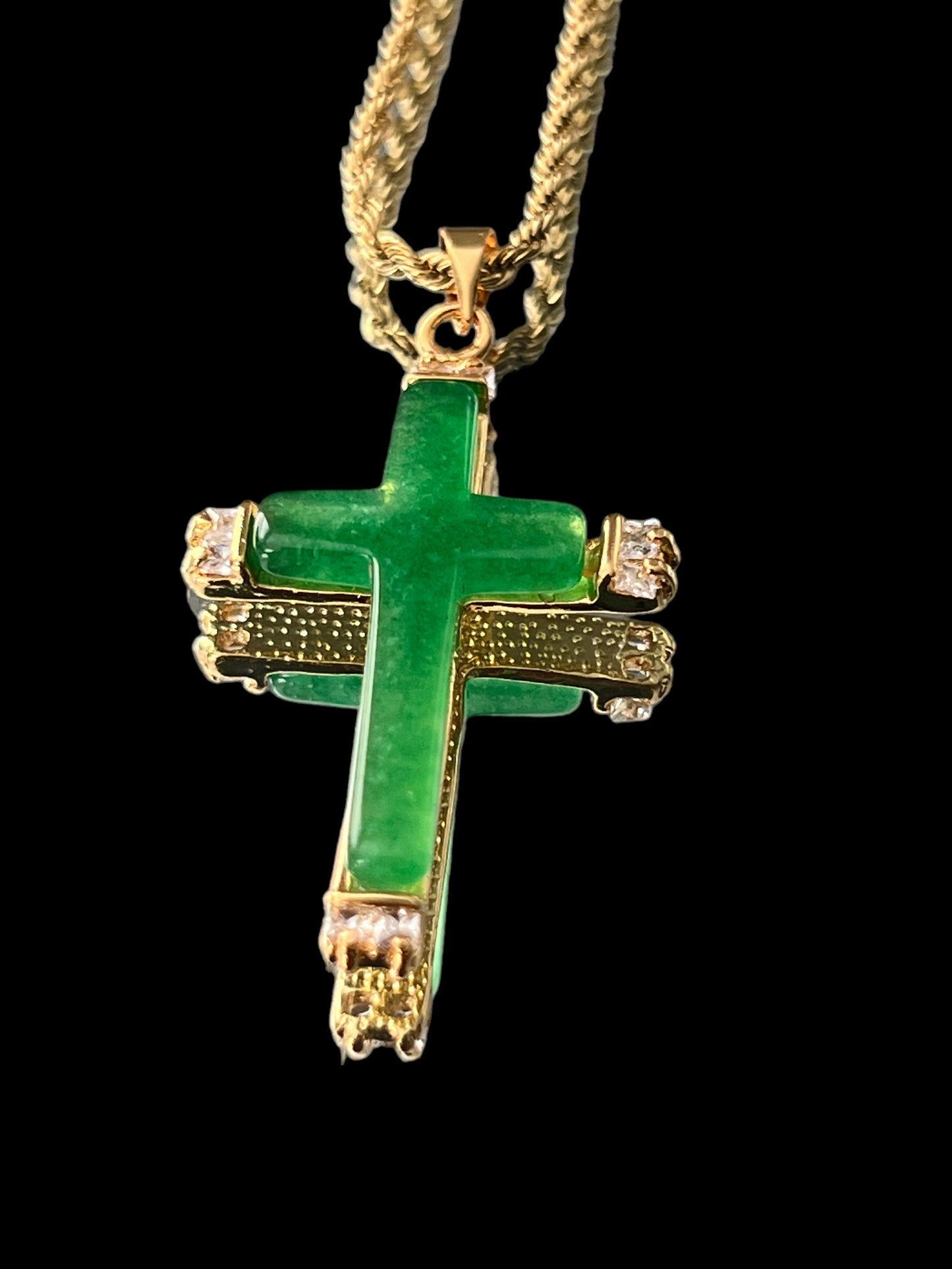 18K Gold Plated | Jade Cross Necklace